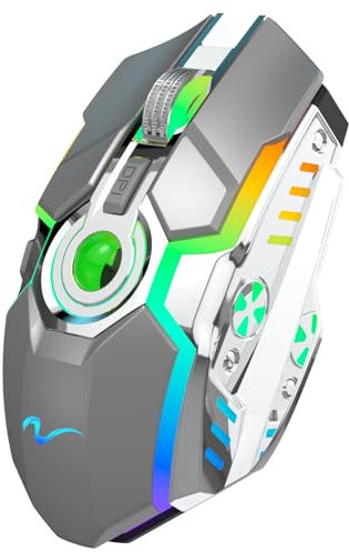 HXMJ-Rechargeable Wireless Gaming Mice with USB Receiver and Decompress Crystal Ball-Gray