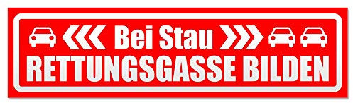 Kiwistar - Autoaufkleber - bei Stau Rettungsgasse bilden invertiert - Hinweis Sticker selbstklebend für Kfz, Fahrrad, PKW, LKW - Auto Aufkleber Heckscheibe, Stoßstange