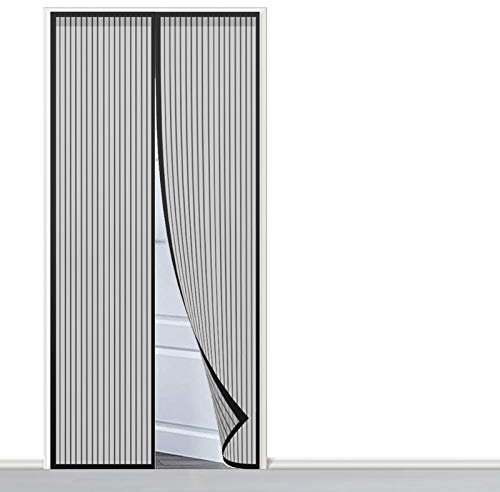 AMZERO Zanzariera Finestra Magnetica, 80x220cm Zanzariere a Rullo Adsorbimento Magnetico Chiudi Automaticamente per Porte d'IngressoPorte Cortili, Nero A