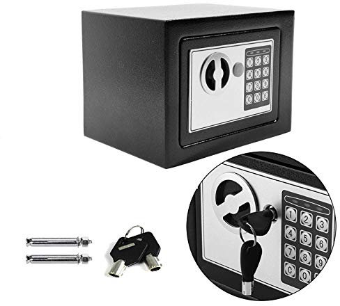 Lucn Elektronischer Safe Tresor Wandtresor Wandsafe Geldschrank Möbeltresor Stahlschrank Geldsafe Geldtresor Panzerschrank Dokumententresor, 23 x 17 x 17 cm, 4,6 l, Schwarz