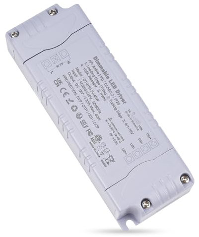 REYLAX Trasformatore LED 12V 40W 3.33A Dimmerabile Triac & 0/1-10V, Alimentatore 12 Volt di Tensione Costante Driver LED AC 220V to DC Trasformatori di Bassa Tensione