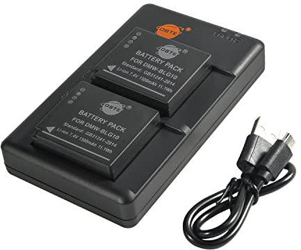 DMW-BLG10 BLG10E DMW-BLE9 - Batería de repuesto recargable y cargador dual compatible con Panasonic Leica BP-DC15, DC-LX100 II, DMC-GF6, GX80, GX85, etc.
