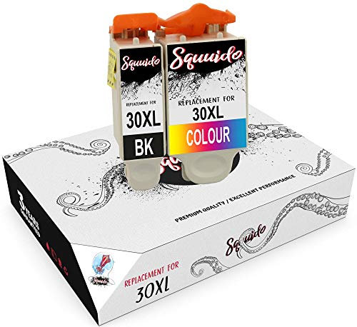 Squuido 2 Tintenpatronen 30 30XL 30B 30CL kompatibel mit Kodak ESP 1.2 3.2 3.2S C100 C110 C115 C300 C310 C315 C330 C360 Hero 2.2 3.1 4.2 5.1 Office 2100 2150 2170 AIO | Hohe Kapazität
