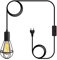 Crzpchas Retro Hängelampe mit stecker Vintage Lampenschirm Pendellampe mit 600cm Kabel Schalter E27 Lampenfassung mit Schalter Schwarz Küchenlampe Metal Cage Pendelleuchte für Garage