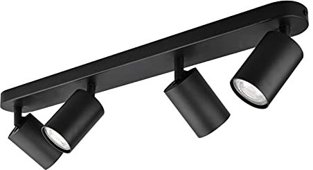 KYOTECH Schwarz 4-flammige Spotlampe LED Deckenleuchte Schwarz matt Spot drehbar und schwenkbar Spotleuchte Deckenstrahler für 4x GU10 Leuchtmittel Deckenlampe ohne Leuchtmittel