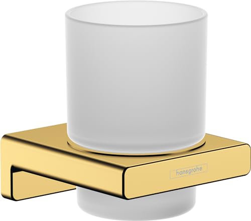 hansgrohe AddStoris - Zahnputzbecher, Zahnbürstenhalter für Wandmontage, Zahnbürstenbecher, verdeckte Befestigung, Badezimmer Zubehör, Polished Gold Optic, 41749990