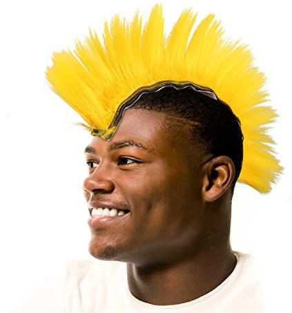 Hahnenkamm Perücke Kostüm Perücken Gelber Mohawk-helm Künstliches Haar Helm Mohawk Mohawk Zubehör Neuheiten Mohawk Haarteil Hahnenkamm-kopfschmuck Bilden Cosplay