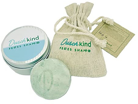 Duschkind festes Shampoo festes Duschgel Aloe Vera Naturkosmetik Handgemacht Vegan 4in1 und Reisedose für normales Haar 100% Plastikfrei 56 g mit Aufbewahrung