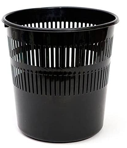 CABLEPELADO Papelera rejilla plastico, Cubo de reciclar, Cesta de basura, Papelera de plástico, Papelera escritorio, Papelera oficina, 28 cm alto x 27.5 cm diámetro, Capacidad 12 Litros, Negro