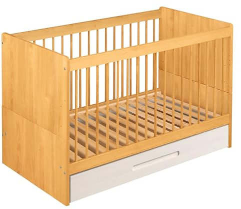 BioKinder 27636 Spar-Set Lina Kinderbett Gitterbett Babybett mit Bettkasten aus Massivholz 70 x 140 cm