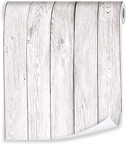 Vliestapete Holzoptik Holz Grau Hell Bretter - 10mx50cm inkl. Kleister - für Schlafzimmer Wohnzimmer Küche Modern 10M Rolle Vlies Tapete Tapeten Wandtapete Mustertapete UV-Beständig
