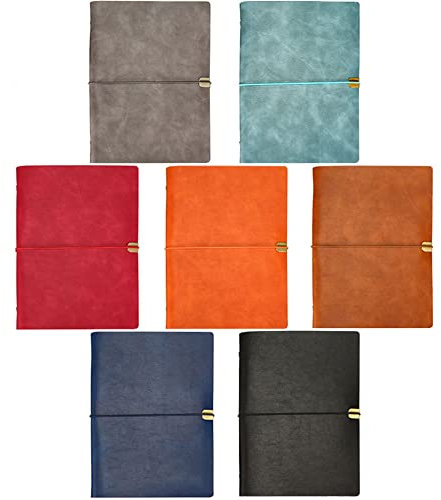 Leder Notizbuch, A5 / A6 / B5 Schreib-Notizbuch 9 Löchern Nachfüllbares Tagebuch Reisetagebuch 100 Seiten zum Schreiben und Zeichnen, Hellblau