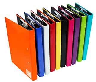 Pack of 10 Assorted Colour A4 Clipboard Document Clamp File Folders