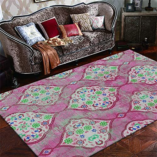 Alfombra Infantil Niña Alfombras Infantiles Lavables En Lavadora Alfombra Lavable A Máquina para Sala De Estar con Diseño De Estampado Rojo Rosa AntideslizanteDecoración Habitación Bebe 50X80CM