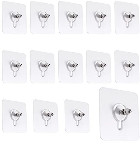 SAVITA 14pcs Adhesive Wall Screws Hanging Nails, Screw Free Sticker, Wall Mount Hanging Nails Adhesive Wall Mount Screw for Kitchen Bathroom Wall Hanging(13mm)