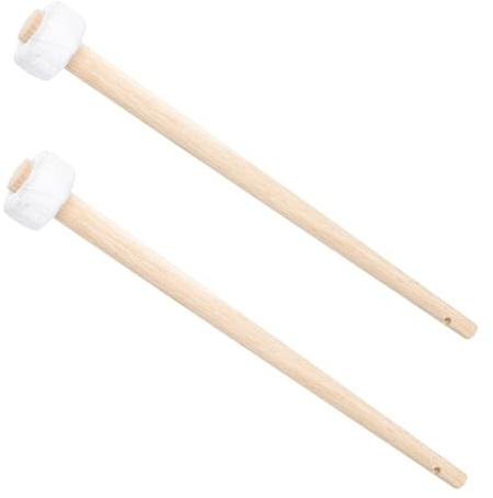 Gongschlägel 2 Stück Holzhammer für Gong Weihnachten Event Weiß | Holz und Gummi, Glatte Oberfläche mit Feiner Politur, für Wind Gong und Chinese Gong, Portable