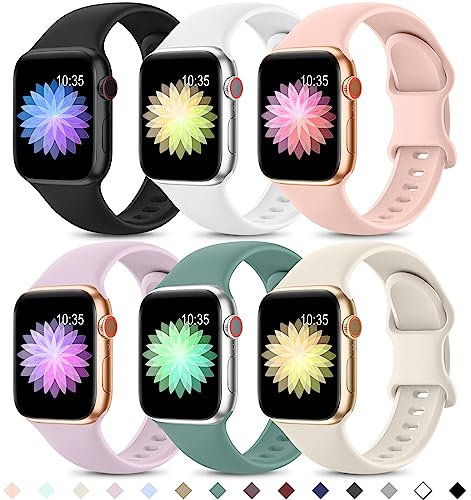 Higgs 6 Piezas Correas Compatible con Correa Apple Watch 40mm 38mm 41mm 44mm 42mm 45mm 46mm Ultra3/2/1 49mm Mujer Hombre, Pulsera Suave Silicona Deportiva Ajustable para Serie 11 10 SE 9 8 7 6 5 4 3 2