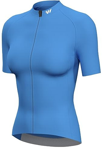 Lo.gas Radtrikot Damen Kurzarm,Fahrradtrikot Rennrad Trikot Atmungsaktiv Frauen Fahrrad Shirt Sommer Fahrradjacke Radfahren Top Mit 3 Taschen XXL Blau