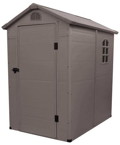 Briconess.com Casetta Cottage da Giardino Porta Attrezzi in Resina Effetto Legno Cortina Marrone