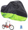 AkiiGer Adult Tricycle Cover Waterproof Outdoor, Bike Covers for 2 Bicycles, Sun Dust Wind Proof Bicycle Cover with Lock Hole, 90.6L, Ripstop Material, Easy to Carry-Fluorescent Green