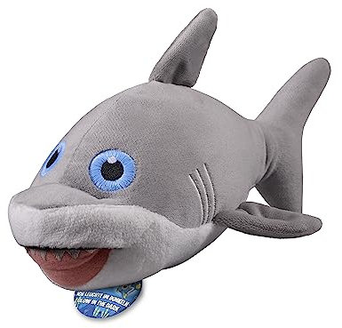 Bauer Spielwaren Glow in The Dark - Hai: Im Dunkeln leuchtendes Kuscheltier aus softem Plüsch zum Kuscheln und Liebhaben, 20 cm, grau (12246)