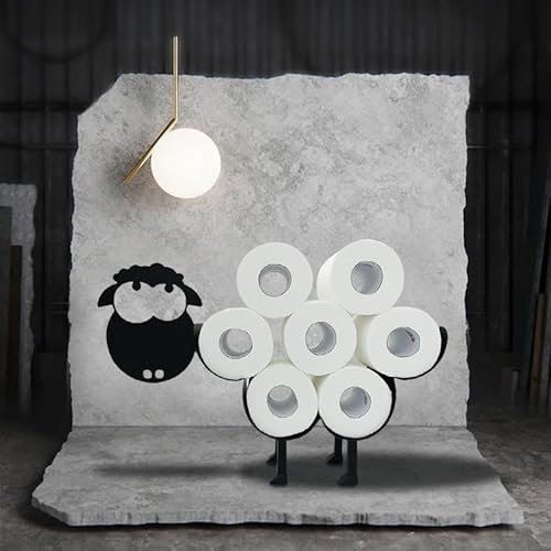 Schaf Toilettenpapierhalter, Schwarz Metall Wandmontage Toilettenpapierständer, Badezimmer Taschentuchaufbewahrung, Metall Schaf Roll Papierregal, Toilettenpapier Aufbewahrung für 7 Rollen