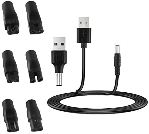 5V USB Netzkabel Kabel, 7 Stecker USB Adapter Set, Kompatibel mit Remington Rasierer, Philips Rasierer Serie, für alle Arten von elektrischen Haarschneidern, Rasierern, Pflegegeräten