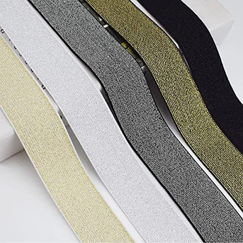 Michass Glitzer Gummiband Gummibänder Elastische Bänder Breite 25mm, 40mm für Schuhe Kleidungsstück Hosen DIY Nähen Kleidung Zubehör Handgemacht (40mm, Silber)