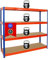 PROREGAL Schwerlastregal Dino HxBxT 180x200x60 cm Fachlast 500kg Blau/Orange, Garagenregal, Lagerregal, Steckregal, Kellerregal