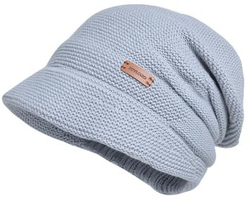 JEONEKID Frauen Rand gestrickte Mütze Hut, Winter Warmer Hut schlampig Dicke warme Mützenkappe für Damen Kaltwetter Schneekappen (Grau)