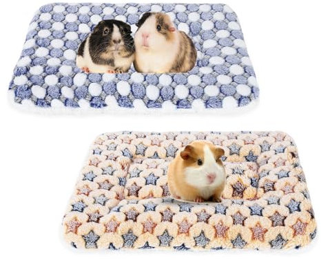 Gukasxi 2 Stück Plüschbett für Kleine Tiere, Kleintierbett Kleintier Plüschbett Winter Warm Flauschige Bettmatte für Meerschweinchen, Hamster, Kätzchen