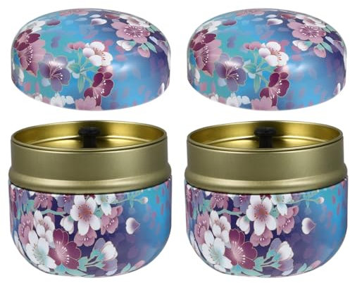 Didiseaon 2pcs Sturdy Tinplate Tea Storage Can Sealed Lid Household Tea Box for Loose Powder Portable Scented Tea Jar Food-safe for Makeup