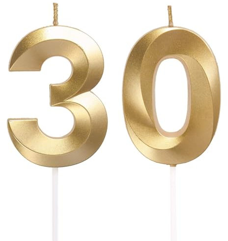 Geburtstagskerzen Zahlen 30, Gold Geburtstag Kerzen, 3D Tortendeko, Geburtstagskerze Kuchendeko für Geburtstag Party, Hochzeiten, Firmenfeiern, Jubiläen kuchen Dekoration, Birthday Candle Nummer 30