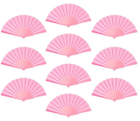 sourcing map Folding Fan Vintage Handheld Fans Plastic Folding Hand Fan Craft Folding Fan for Halloween Party Wedding Dancing Decoration Gifts 42x23cm/16.54x9.06,Pack of 10 (Pink)