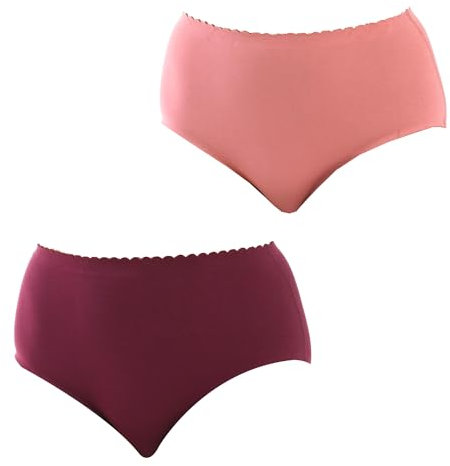 DIM Culotte Femme Taille Haute Body Touch Easy x2, Rose/Rubis, M