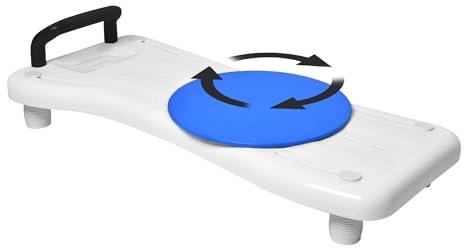 YUENFONG Badewannenbrett mit Drehscheibe, Badewannenbrett Badewannensitz mit Griff, Senioren Erwachsene Wannensitz inkl. Seifenablage, für Duschbrett Badewanne, Schwarz und Weiß