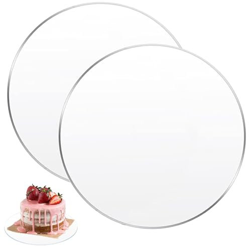 Disco Torta in Acrilico, 2 Pezzi Piatti per Torte Rotondi Dischi, Tavole per Dolci Ø 30 cm, Tortiera Spessa 2 mm con Pellicola Protettiva per Servire Torte, Trasportare Torte e Crostate, Trasparente