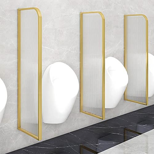 KJHYYPP Wandmontierte Urinal-Trennwand für Herren, Badezimmer-Trennwand, Edelstahlrahmen, durchscheinende Glasscheibe, für Büro/Badezimmer/Hotel (Gold 3 Piece)