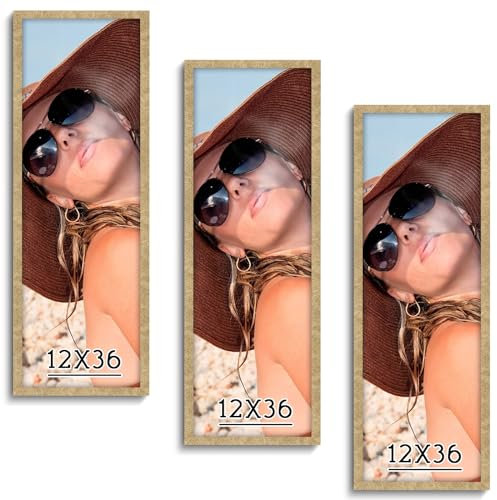 HLiWEGNS Bilderrahmen, 30,5 x 91,4 cm, mattes Gold, 30,5 x 91,4 cm, Wandgalerie-Rahmen 30,5 x 91,4 cm, moderner goldener Bilderrahmen für Druck, Foto, Kunstwerk, Puzzle, Filmposter