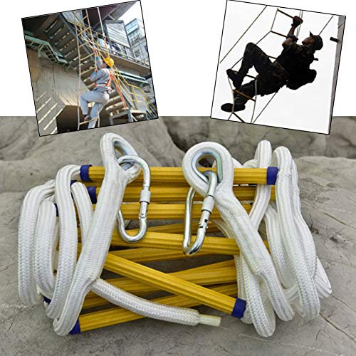 Rope Ladder,Fire Escape Ladder, Emergency Fire Escape Rope Ladder, with Hooks Safety Rope Ladders Flame Retardant Nylon Soft Ladder/Yellow/20M