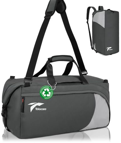 Tolaccea Sporttasche Rucksack Groß mit Schuhfach Nassfach und Laptopfach Trainingstasche Fitness Tasche Gym Duffel Bag Herren Damen für Reise,Sport,Sauna,Schwimmen,Fußball,Radfahren(54L/Erweiterbare)