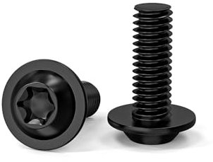 ORTAVA 20 Stück M6 x 16 Schrauben, Linsenkopfschrauben, Torx Schrauben, Schwarz Schrauben mit Flansch und Bund, Edelstahl A2 V2A Vollgewinde für Tischbeine Fahrzeugbau Holz Gerüst
