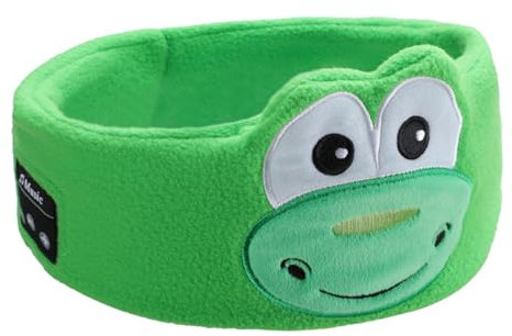 Wireless Sleep Headband Headphone - Cartoon Headphones for Childrens, Bluetooth V5.0, Ultra-thin Speaker, Adjustable Volume Hi-Fi Stereo for Elastic Headband, Gift for Children (Green)