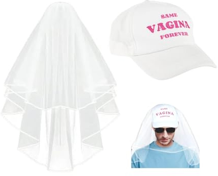 Charinor Same Vaginia Forever Cap mann, Junggesellenabschied Accessoires, Männer Cap für JGA(Weiß)