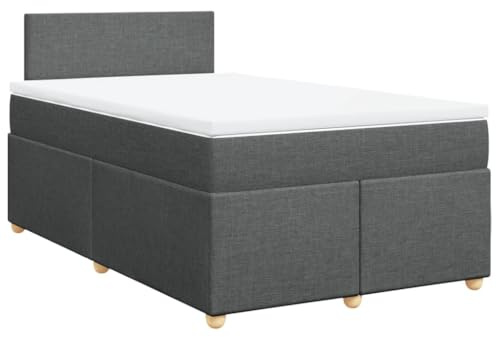 vidaXL Boxspringbett mit Matratze Dunkelgrau 120x200 cm Stoff