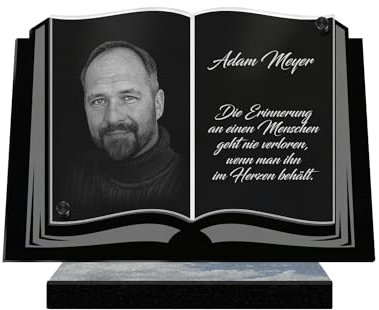 ETERNEL - Personalisierte Grabplatte Buch - Foto und Text anpassbar, lasergravierte Grabplatte für Hommage, Plexiglass, Grabplatte, Bestattung, Grab, Beerdigung