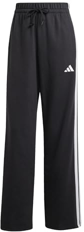 adidas Women's Essentials 3-Stripes Open Hem French Terry Pants, Black/White, XXL