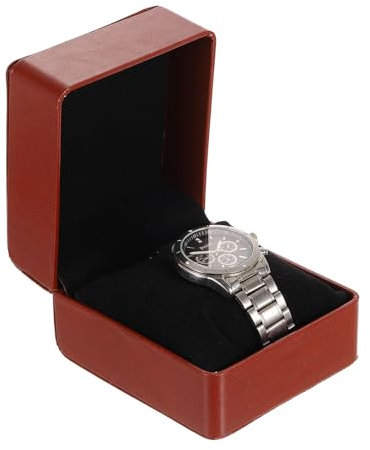 sourcing map Einzelne Uhrenbox, PU-Leder-Uhren-Reiseetui mit weichem Kissen für Männer und Frauen, tragbare Uhren-Aufbewahrungs-Organizer, Geschenkbox für die meisten Uhren und Smartwatches, Braun