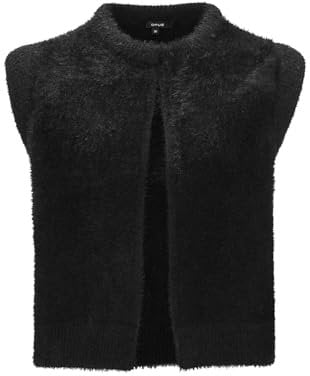 OPUS Damen Weste | Weste DESTO Boxy Fit mit Kunstfell black, S