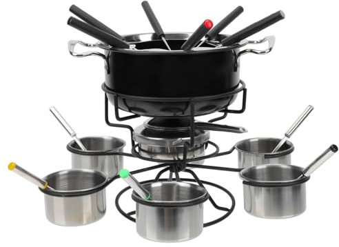 GREENADSCAPE Fondue Set Stainless Steel Cheese Melting Pot for Cheese Fondue Butter Warmer